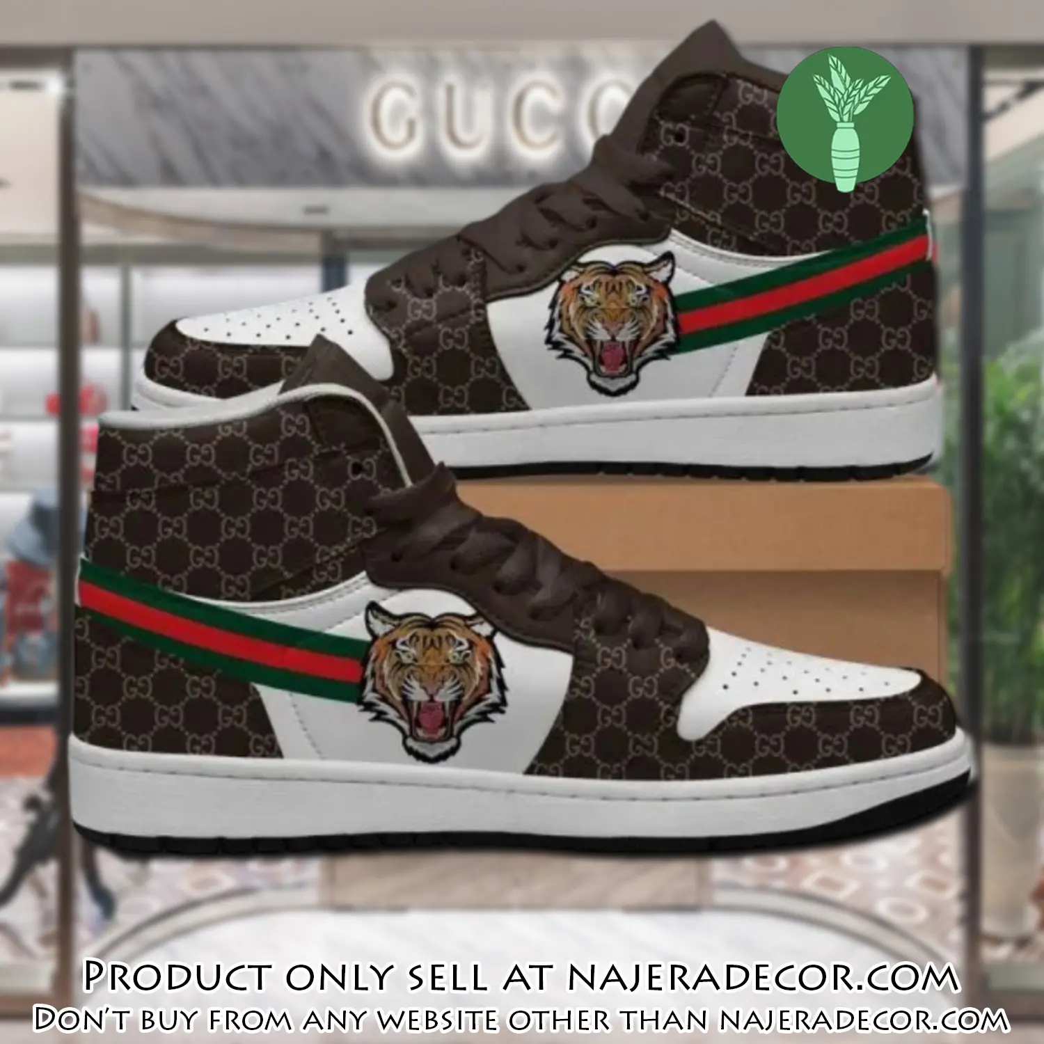 Gucci tiger brown high air jordan sneakers shoes hot  gifts unisex njr1544946